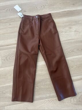 Wilfred Straight-Leg Faux Leather Pants in Brown